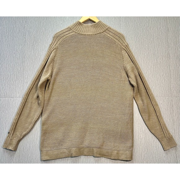 Columbia Sweater Adult Extra Large Oatmeal Tan 1/4 Zip Pullover Ribbed Classic - Picture 2 of 9